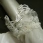 Fringer-less Ivory Bridal Gloves ;Organza Lace Bride Gloves #69i