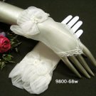 Fringer-less Ivory Bridal Gloves ;Organza Lace Bride Gloves #68i