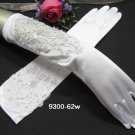 French lace Pearl Bridal Gloves ;satin elbow white Bride Gloves #62w
