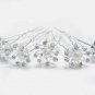 6 PCS BRIDAL HAIRPIN; SILVER FLORAL RHINESTONE PEARL WEDDING HAIR PIN #1201