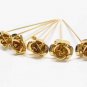 6 PCS BRIDAL HAIRPIN; GOLDEN ROSE WEDDING HAIR PIN #1257g