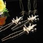 3 PCS BRIDAL HAIRPIN;GOLDEN SPARKLE WEDDING HAIR PIN #1668g