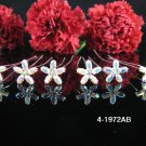 6 PCS BRIDAL HAIRPIN;SILVER IRIDESCENT CRYSTAL WEDDING HAIR PIN #1972