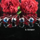 6 PCS BRIDAL HAIRPIN;SILVER  NAVY CRYSTAL WEDDING HAIR PIN #1978NY