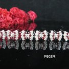 6 PCS CUTE BOW BRIDAL HAIRPIN;SILVER RED CRYSTAL WEDDING HAIR PIN #602rr