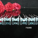 6 PCS CUTE BOW BRIDAL HAIRPIN;SILVER BLUE CRYSTAL WEDDING HAIR PIN #639b