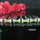6 PCS CUTE BOW BRIDAL HAIRPIN;SILVER GREEN CRYSTAL WEDDING HAIR PIN #639GR