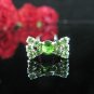 6 PCS CUTE BOW BRIDAL HAIRPIN;SILVER GREEN CRYSTAL WEDDING HAIR PIN #639GR