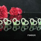 6 PCS CUTE BOW BRIDAL HAIRPIN;SILVER GREEN CRYSTAL WEDDING HAIR PIN #640GR