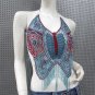 Cute butterfly blue sexy top; woman hippie top; fashionable beaded dancing belly top#24