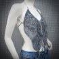 Sexy Beaded Halter Top ; Grey butterfly woman hippie top; fashionable beaded dancing belly top#28