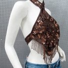 Sexy Beaded Halter Top ; Floral woman hippie top; fashionable sequin beaded dancing belly bar top#18