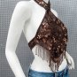Sexy Beaded Halter Top ; Floral woman hippie top; fashionable sequin beaded dancing belly bar top#18