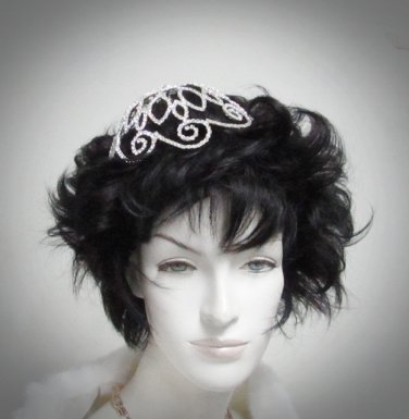 Bridal Bride Silver Crystal Small Crown ;Delicate Handmade Tiara Regal ;wedding hat #3647