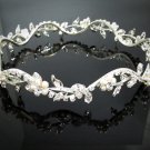 Bridal Bride Silver Crystal Small Crown ;Delicate Silver Pearl Tiara Regal ;wedding headpiece#6080