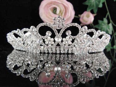 Crystal Rhinestone Bridal Tiara ;Sparkle Beautiful Silver Wedding Tiara; Bride Regal#790