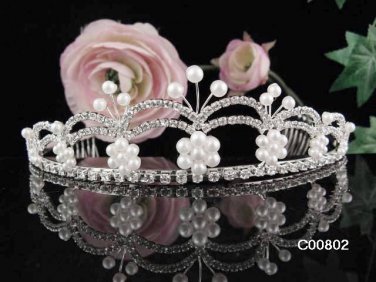 Crystal Rhinestone Bridal Tiara ;Sparkle Beautiful Silver Wedding Tiara; Bride Regal#802
