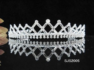 Crystal Bugle Bridal Tiara;Silver Rhinestone vintage Wedding Headpiece;bride Hair accessories#2005