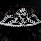 Elegance Floral Bridal Tiara;Silver Rhinestone Wedding Headpiece;bride Hair accessories #3851