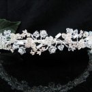 Floral Daisy Bridal Tiara;Silver Rhinestone Wedding Headband ;bride Hair accessories#1338