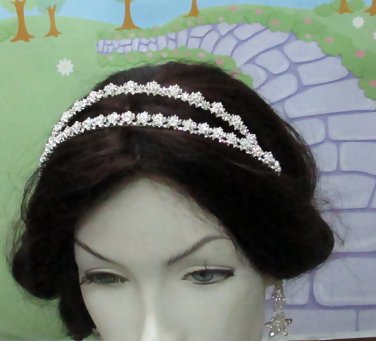 Bridal Veil ;Opera Hair accessories ;Silver Twin Bride Headband;Bridesmaid Tiara#1171s