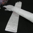 Elbow Gloves; Fashion Accessories;Satin Pattern White Bridal Gloves;Wedding Bride Accessories#34