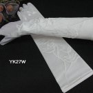 Elbow Gloves; Fashion Accessories;Satin Pattern White Bridal Gloves;Wedding Bride Accessories#27