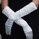 Elbow Gloves; Fashion Accessories;white Satin Bridal Gloves;Wedding Bride Accessories#22w