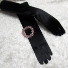 Elbow Gloves; Fashion Accessories;Black Satin Bridal Gloves;Wedding Bride Accessories#7bk