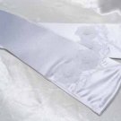 White Elbow Gloves;Organza Floral Satin bridal Gloves;Wedding Glove; Bridesmaid Accessories#2w