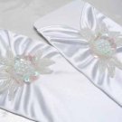 Finger-less white Gloves;Floral Satin bridal Gloves;Wedding Glove; Bridesmaid Accessories#10w