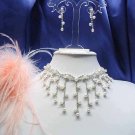Dangle Pearl Wedding clip Choker set ;Bridal Tiara;Bridesmaid accessories;Bride Necklace set#050