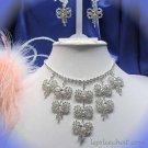 Dangle Butterfly Wedding Choker set ;Bridal Tiara;Bridesmaid accessories;Pin Bride Necklace set#116
