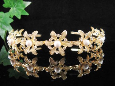 Foral Golden Wedding Headpiece ;Opera Dancer Tiara;Bridesmaid Hair accessories#3663g