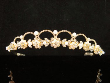Foral Golden Wedding Headpiece ;Opera Dancer Tiara;Bridesmaid Hair accessories#3780g
