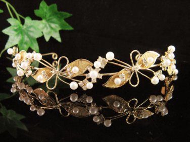 Foral Golden Wedding Headpiece ;Opera Dancer Tiara;Bridesmaid Hair accessories#4340g