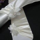 14"satin ivory bridal gloves, Lace pearl wedding gloves;floral bridesmaid bride accessories #51i