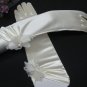 14"satin ivory bridal gloves, Lace pearl wedding gloves;floral bridesmaid bride accessories #51i