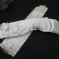 14"satin ivory bridal gloves, Lace pearl wedding gloves;floral bridesmaid bride accessories #52i