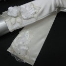 14"satin ivory bridal gloves, Lace pearl wedding gloves;floral bridesmaid bride accessories #52i
