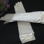 Handmade 14.5"satin ivory bridal gloves;elegance pearl wedding gloves;bride accessories #60i