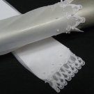 15" fancy organza sheer bridal gloves,french lace pearl wedding bride gloves #14w