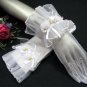 fancy white wrist bridal gloves;floral organza wedding gloves;opera;dancer Accessories #76w