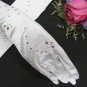 elegance White satin bridal gloves; rhinestones wedding gloves;opera;dancer Accessories #88w