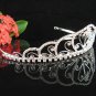 Bride tiara; sparkle crystal wedding bridesmaid accessories silver metal rhinestone headpiece #171s
