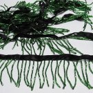 Handmade 38" short green all glass beaded fringe ;opera dancer parts ;garment accessories#24gr