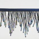 Handmade 38"scallop black bugle & glass beaded fringe ;opera dancer parts ;garment accessories#91