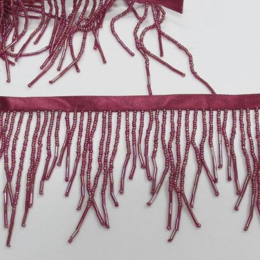 38" Handmade scallop bugle & glass beaded fringe ;opera dancer parts ;garment accessories#91bu