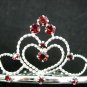 Handmade sweetheart Bridal silver red crystal comb veil,wedding tiara headpiece accessories #1327R