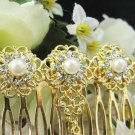 Handmade Bridal golden pearl crystal comb;wedding tiara ;bride headpiece accessories #1065g